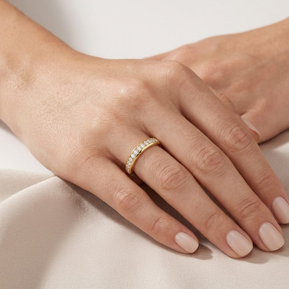 Lab Diamond Heritage Grain Ring 0.15ct H/SI in 18K Gold Vermeil