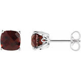 Mozambique Garnet Cushion Stud Earrings in Gold and Platinum
