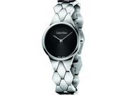 CK Calvin Klein K6e23141 Black Dial Snake Steel Ladies Watch Silver One Size