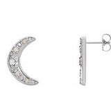 White Opal & Diamond Round Stud Earrings in Gold and Platinum