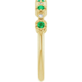 Round Emerald Stackable Ring with Diamond Accents in Gold
