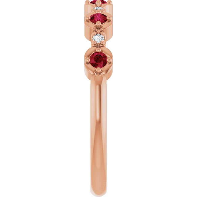Round Ruby Stackable Ring with Diamond Accents in Gold