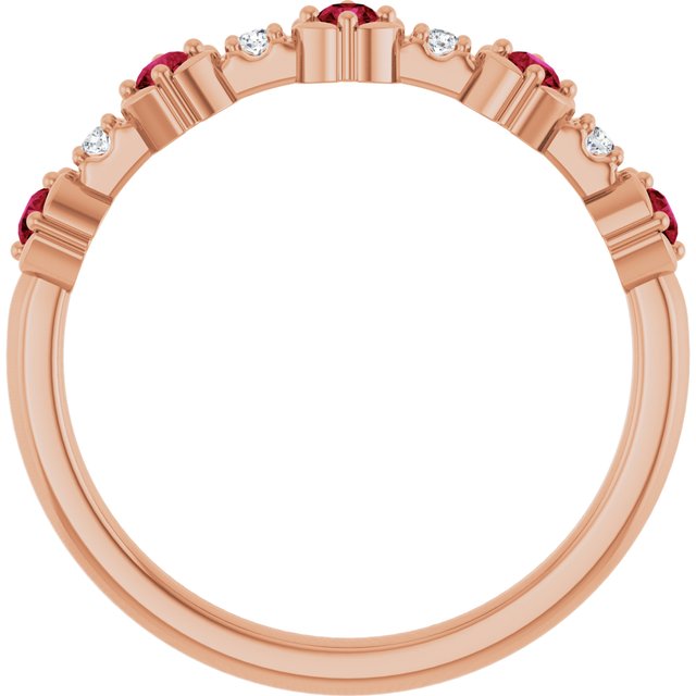 Round Ruby Stackable Ring with Diamond Accents in Gold