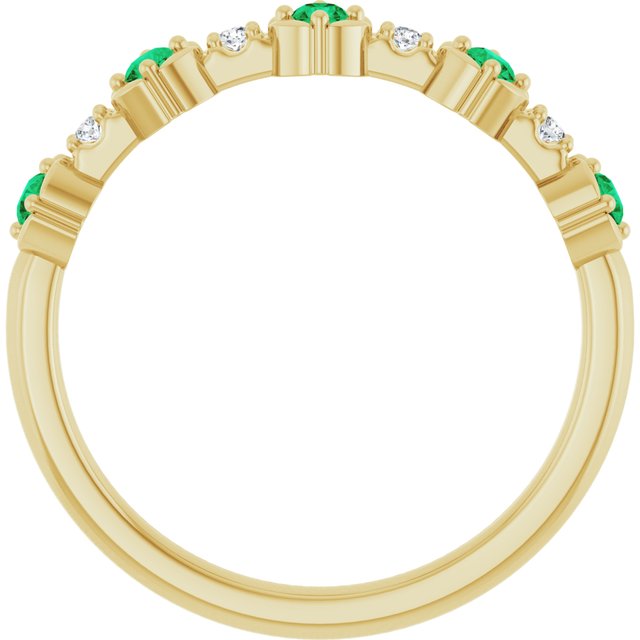 Round Emerald Stackable Ring with Diamond Accents in Gold