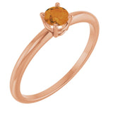 Round Citrine Solitaire Ring in Rose Gold