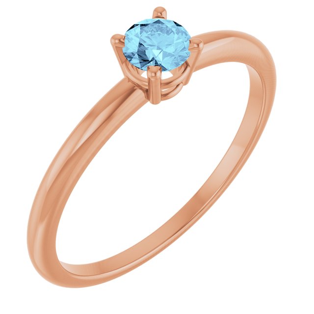 Round Aquamarine Solitaire Ring in Rose Gold
