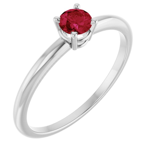 Round Imitation Ruby Youth Ring in Gold