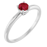 Round Imitation Ruby Youth Ring in Gold
