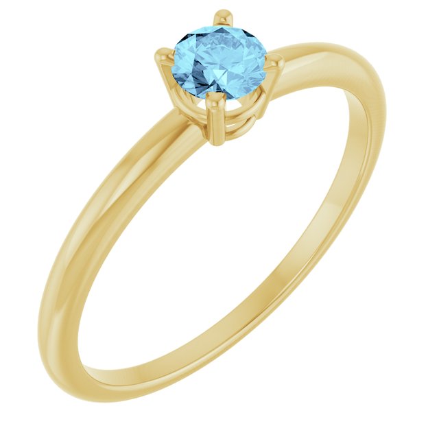 Round Aquamarine Youth Ring in Gold