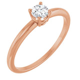 Round White Sapphire Solitaire Ring in Rose Gold