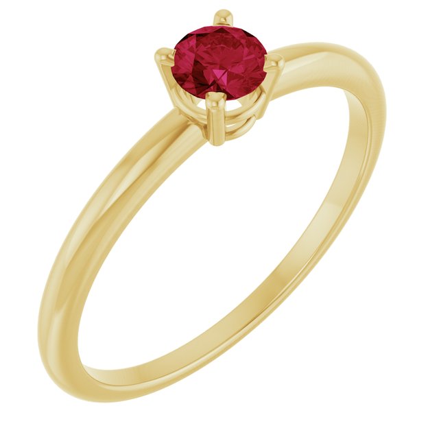 Round Ruby Solitaire Ring in Yellow Gold