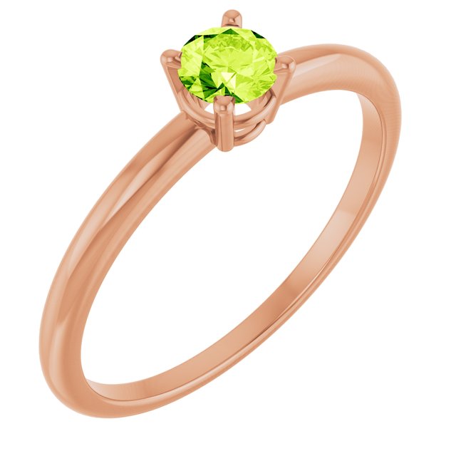 Round Peridot Solitaire Ring in Rose Gold