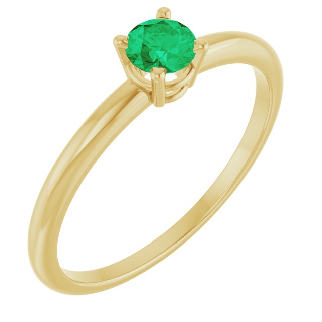 Round Lab-Grown Emerald Youth Ring in Gold