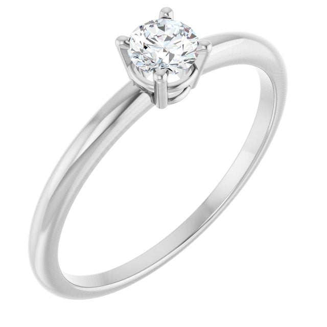 Round White Sapphire Solitaire Ring in Platinum