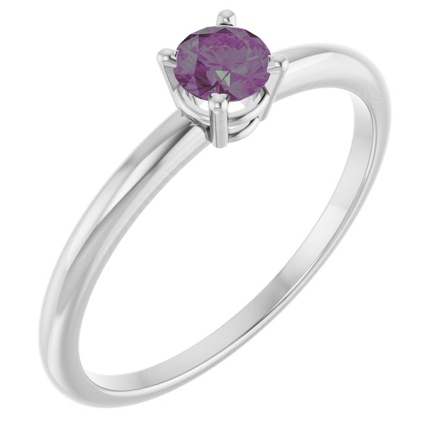 Round Lab-Grown Alexandrite Solitaire Ring in Platinum