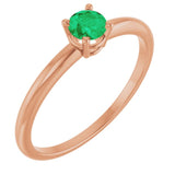 Round Emerald Solitaire Ring in Rose Gold