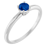 Round Blue Sapphire Youth Ring in Gold