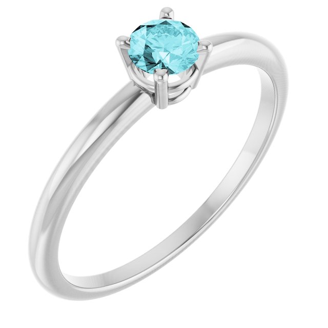 Round Imitation Blue Zircon Youth Ring in Gold
