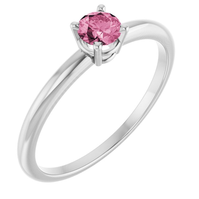 Round Imitation Pink Tourmaline Youth Ring in Gold