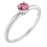 Round Imitation Pink Tourmaline Youth Ring in Gold
