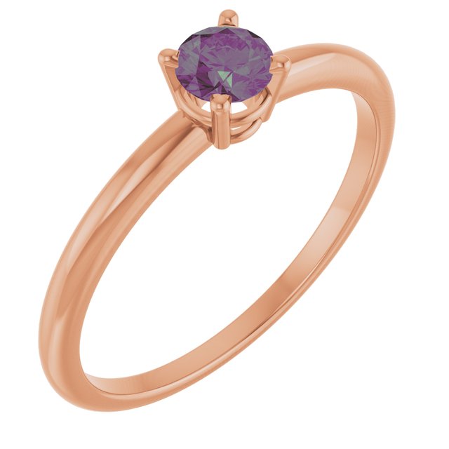 Round Lab-Grown Alexandrite Solitaire Ring in Rose Gold