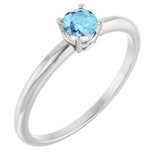 Round Imitation Aquamarine Youth Ring in Gold