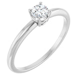 Round White Sapphire Solitaire Ring in White Gold