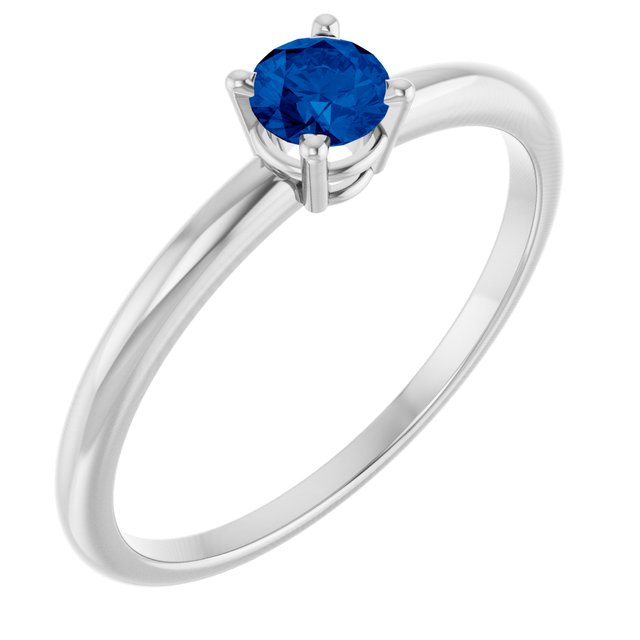Round Imitation Blue Sapphire Youth Ring in Gold