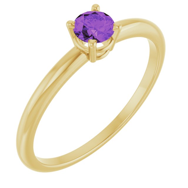 Round Amethyst Youth Ring in Gold
