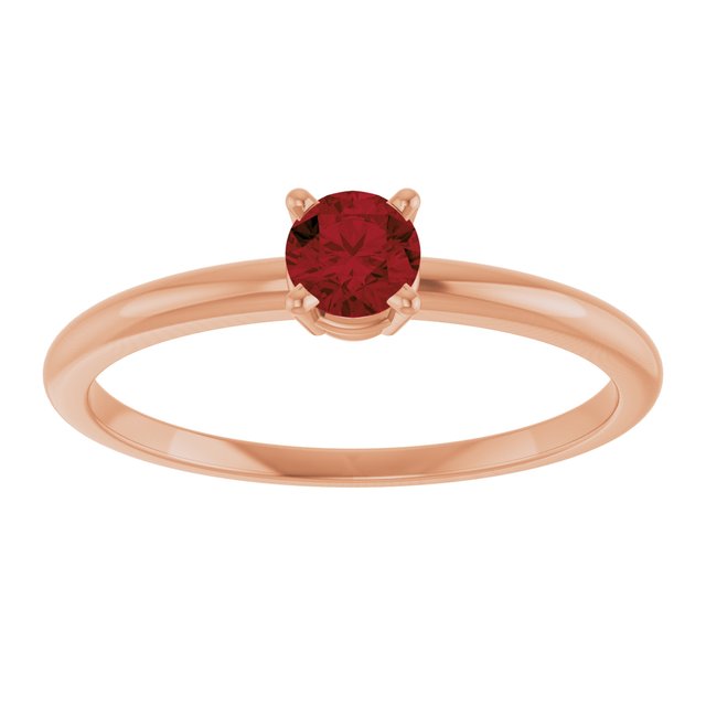 Round Mozambique Garnet Solitaire Ring in Rose Gold