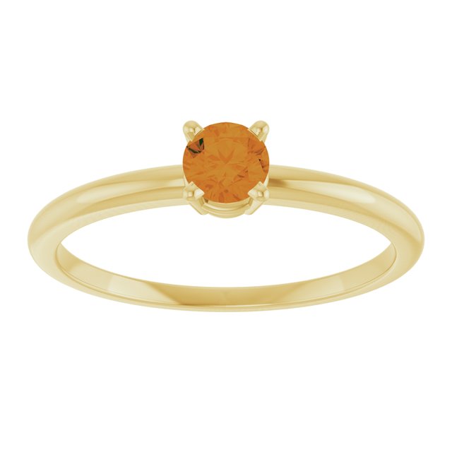 Round Citrine Solitaire Ring in Yellow Gold