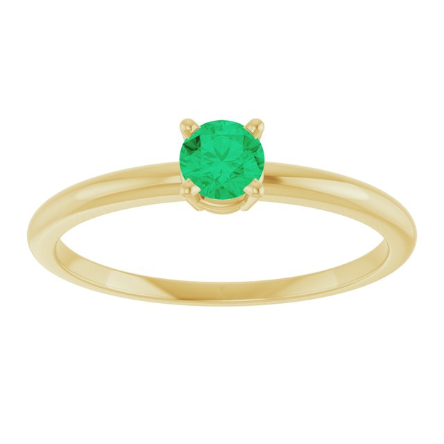 Round Lab-Grown Emerald Youth Ring in Gold