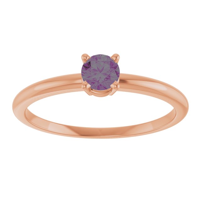 Round Lab-Grown Alexandrite Solitaire Ring in Rose Gold
