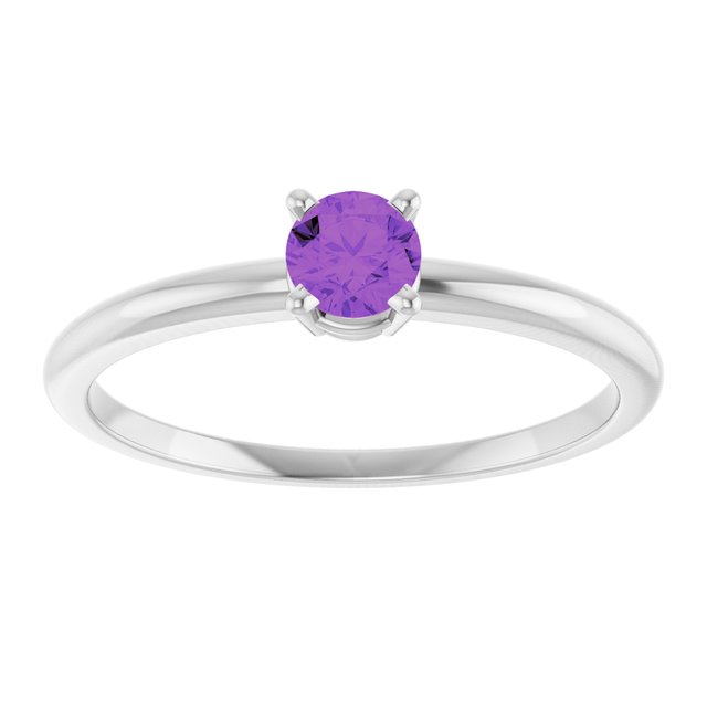Round Imitation Amethyst Youth Ring in Gold