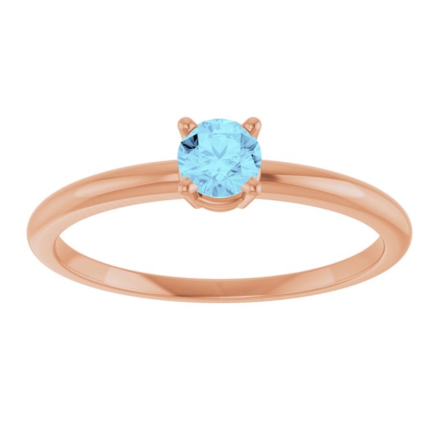 Round Aquamarine Solitaire Ring in Rose Gold