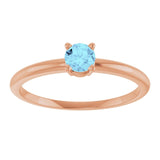Round Aquamarine Solitaire Ring in Rose Gold