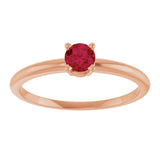 Round Lab-Grown Ruby Solitaire Ring in Rose Gold