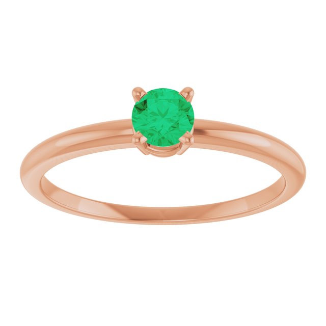 Round Emerald Solitaire Ring in Rose Gold