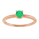Round Emerald Solitaire Ring in Rose Gold
