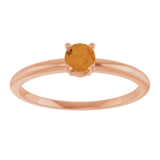 Round Citrine Solitaire Ring in Rose Gold