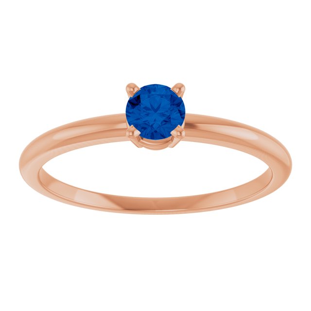 Round Blue Sapphire Solitaire Ring in Rose Gold