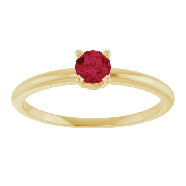 Round Ruby Solitaire Ring in Yellow Gold