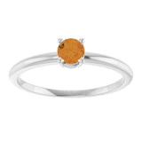 Round Citrine Solitaire Ring in White Gold