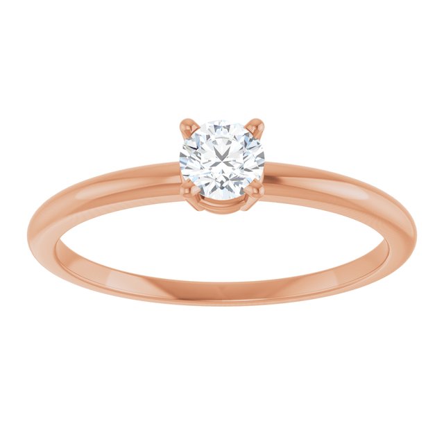 Round White Sapphire Solitaire Ring in Rose Gold