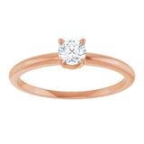 Round White Sapphire Solitaire Ring in Rose Gold