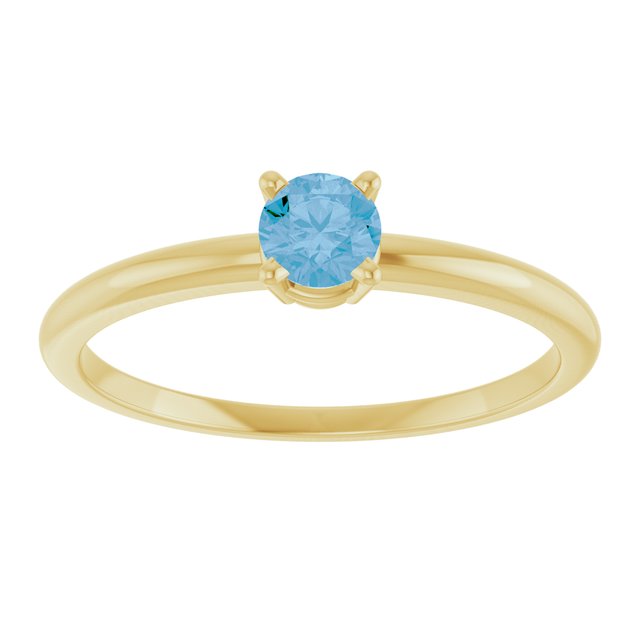 Round Swiss Blue Topaz Youth Ring in Gold