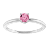 Round Pink Tourmaline Solitaire Ring in Gold and Platinum