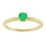 Round Lab-Grown Emerald Solitaire Ring in Yellow Gold