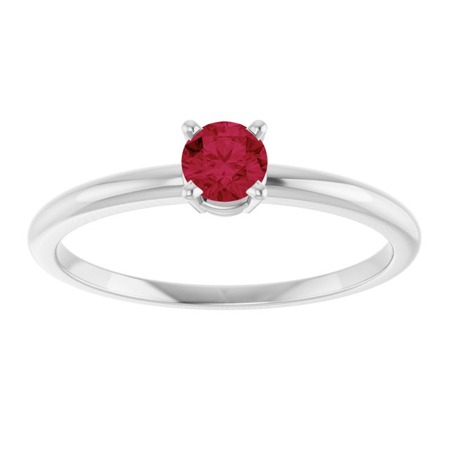 Round Ruby Solitaire Ring in Platinum