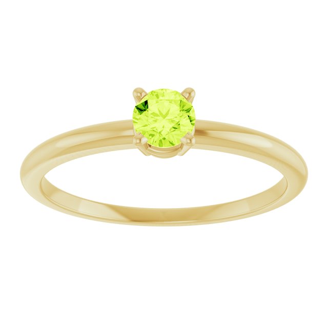 Round Peridot Solitaire Ring in Yellow Gold